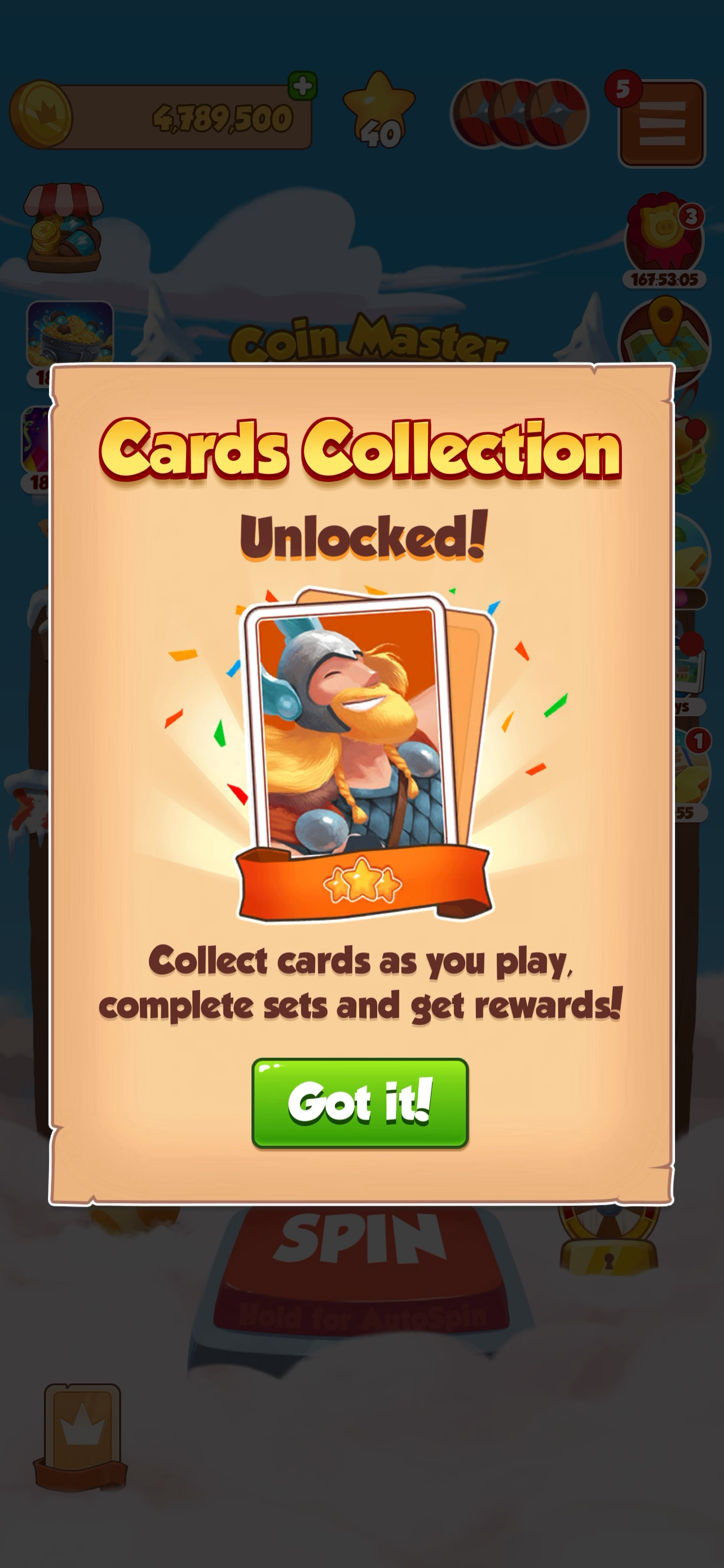 A Coin Master card-collection pack.