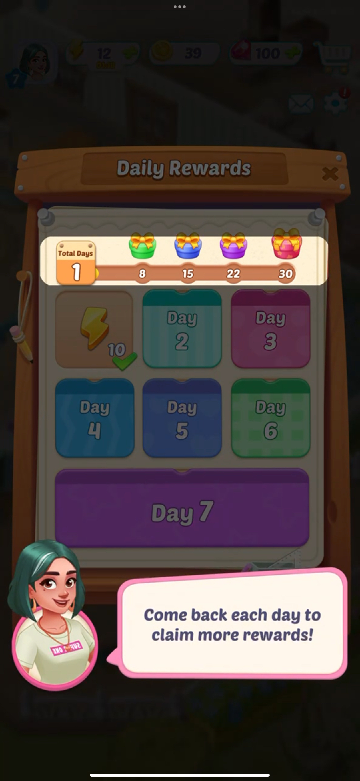 A Gossip Harbor daily-login reward.