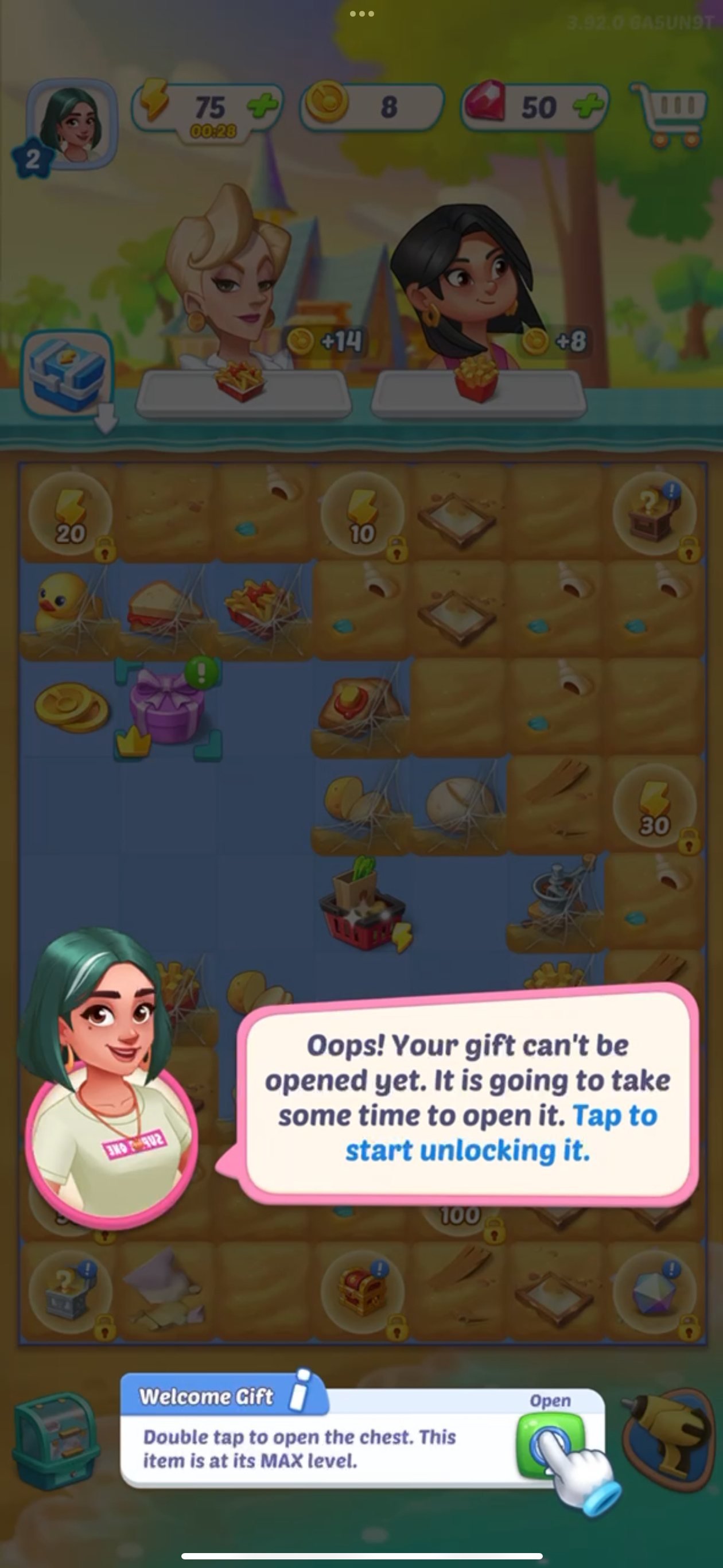 A Gossip Harbor booster chest locked behind a countdown.