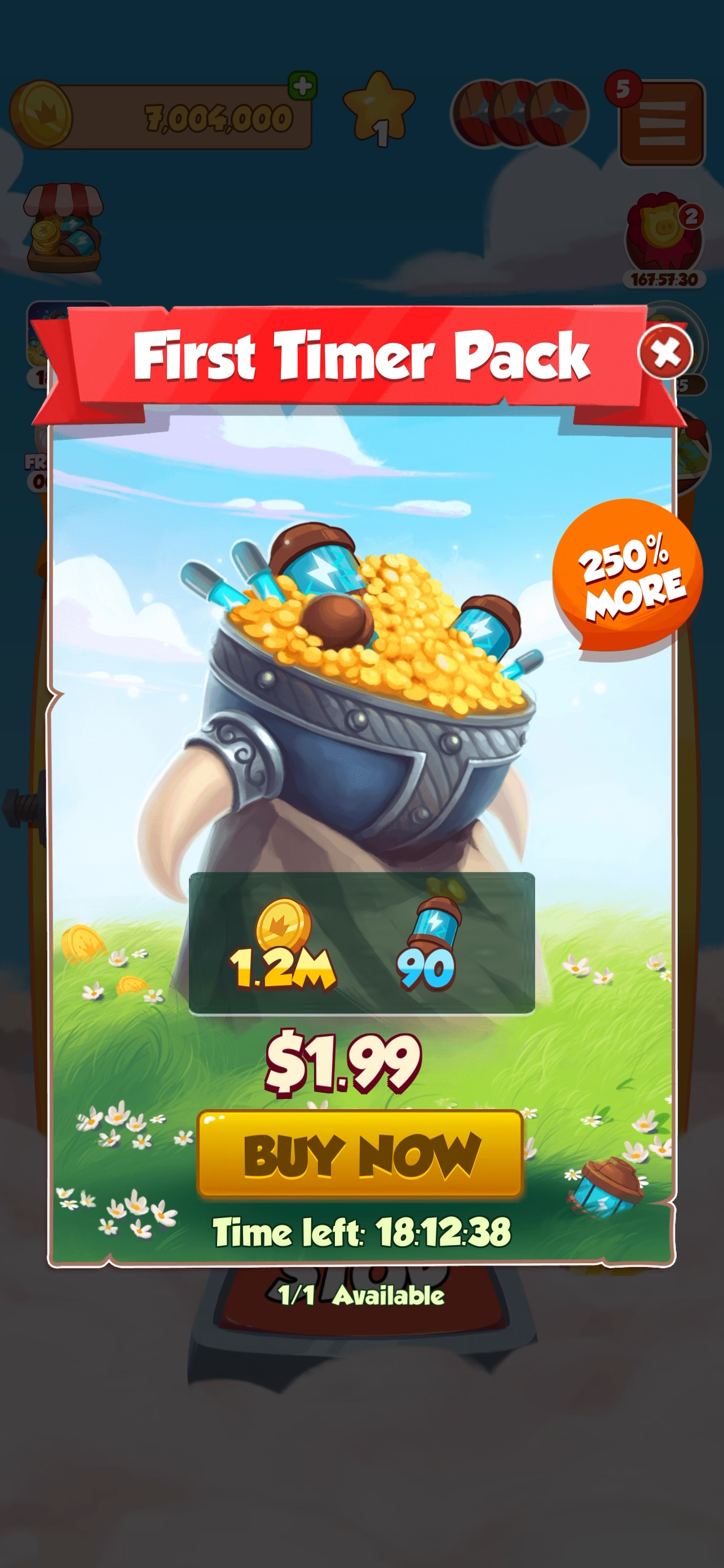 A Coin Master limited-time first-purchase offer.