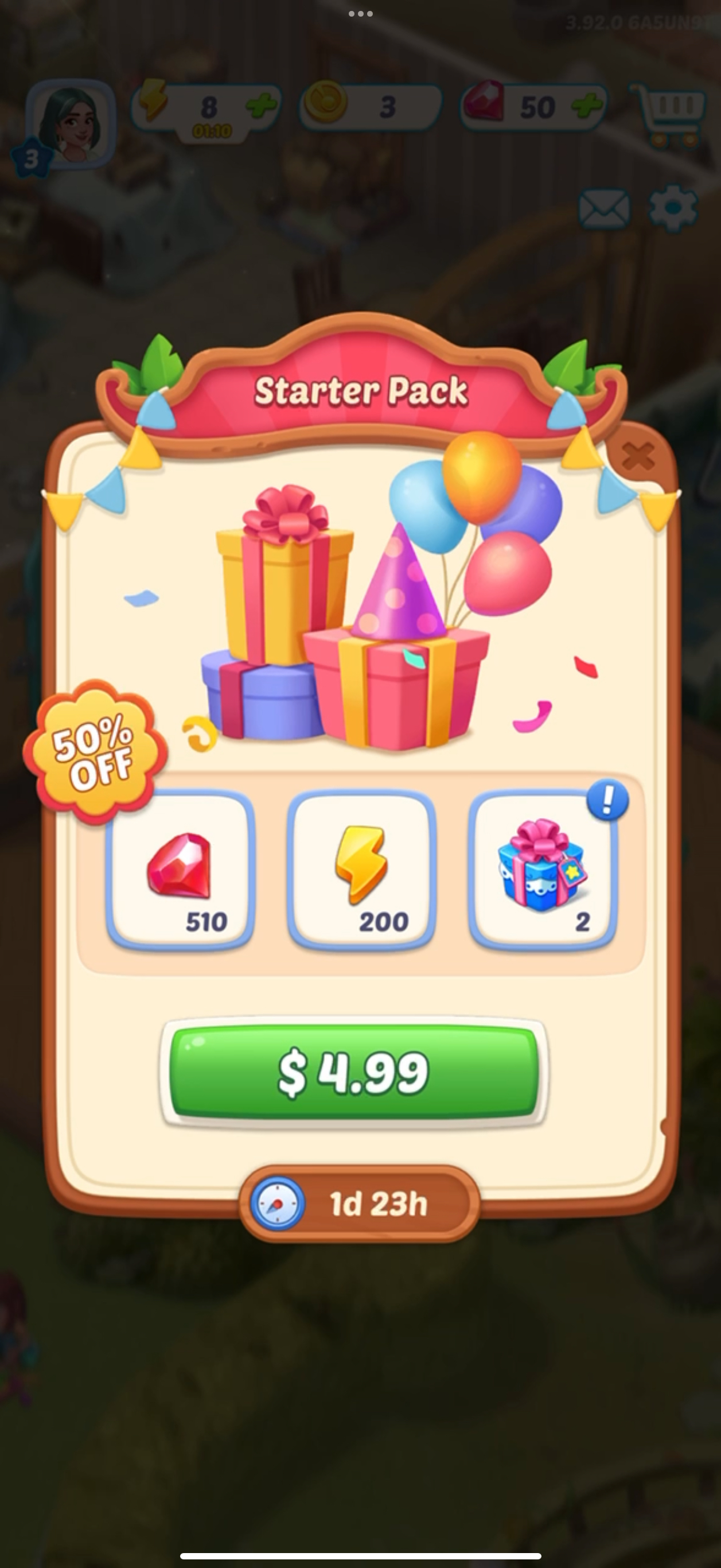 A Gossip Harbor discounted starter pack with a countdown.