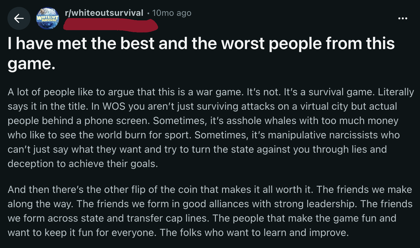 Whiteout Survival players discussing in-game alliance drama and relationships.