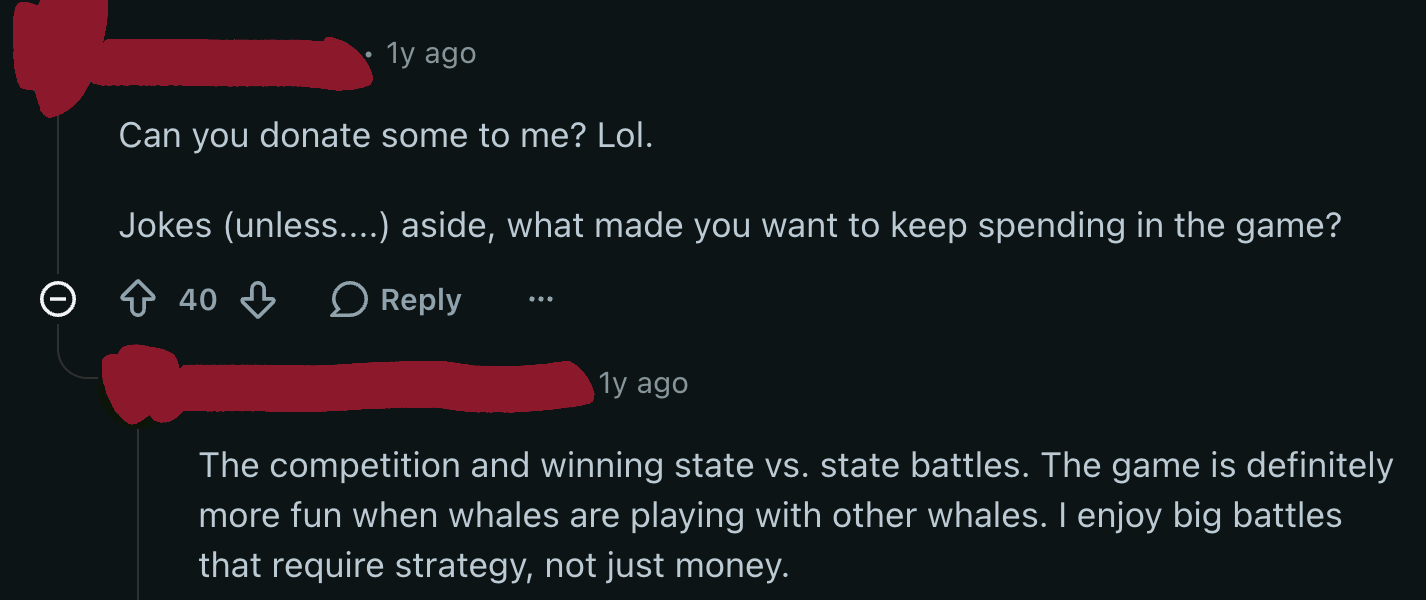 Whiteout Survival players on allying with or facing whales.